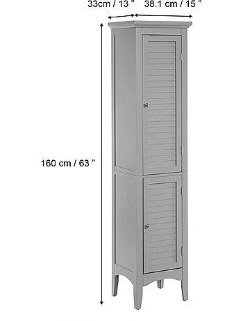 Colonne de rangement en 2 portes effet bois, 160cm