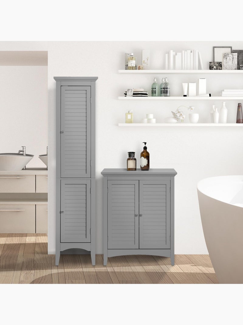 Colonne de rangement en 2 portes effet bois, 160cm Gris - Kiabi