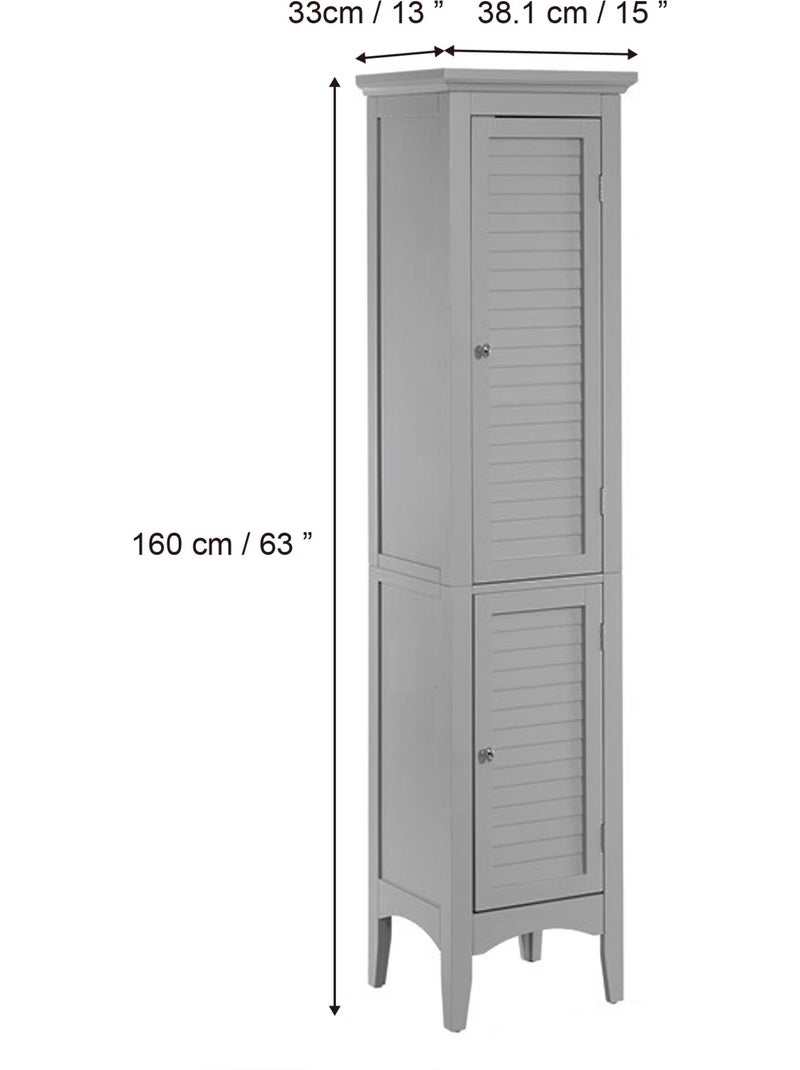 Colonne de rangement en 2 portes effet bois, 160cm Gris - Kiabi