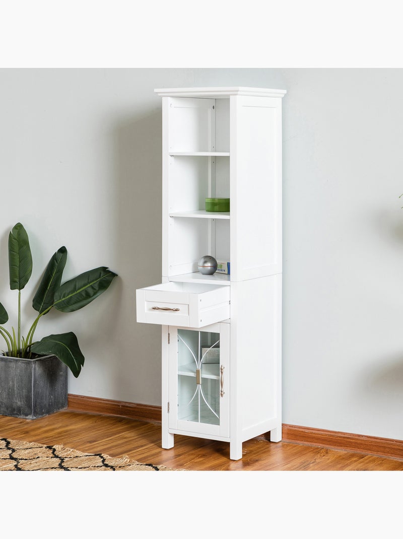 Colonne de rangement en effet bois, 165cm Blanc - Kiabi
