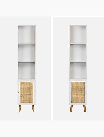 Colonne de rangement salle de bain bohème décor bois Bohème