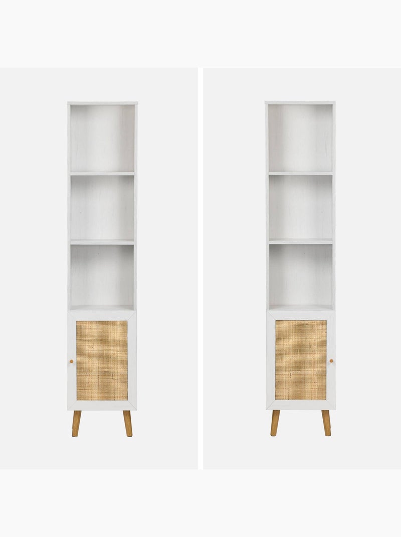 Colonne de rangement salle de bain bohème décor bois Bohème Blanc cassé - Kiabi