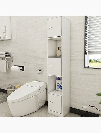 Colonne de salle de bain - Anne - Blanc - 180 x 33 x 30 cm