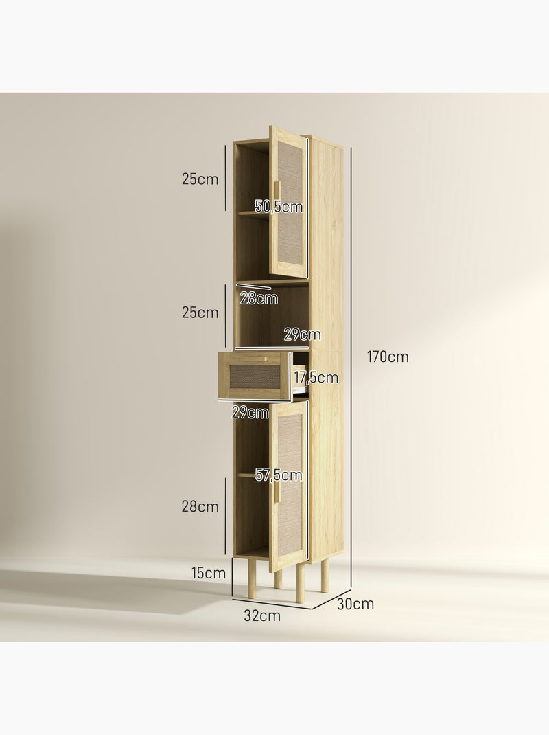 Colonne de salle de bain style bohème h. 170 cm effet rotin bois clair Beige - Kiabi