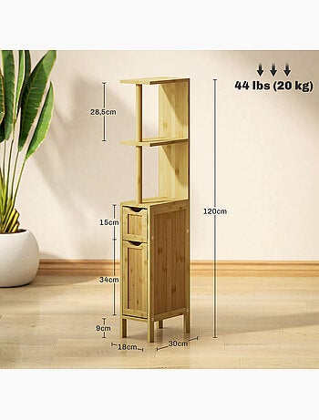Colonne de salle de bain style cosy chic bambou h. 120 cm
