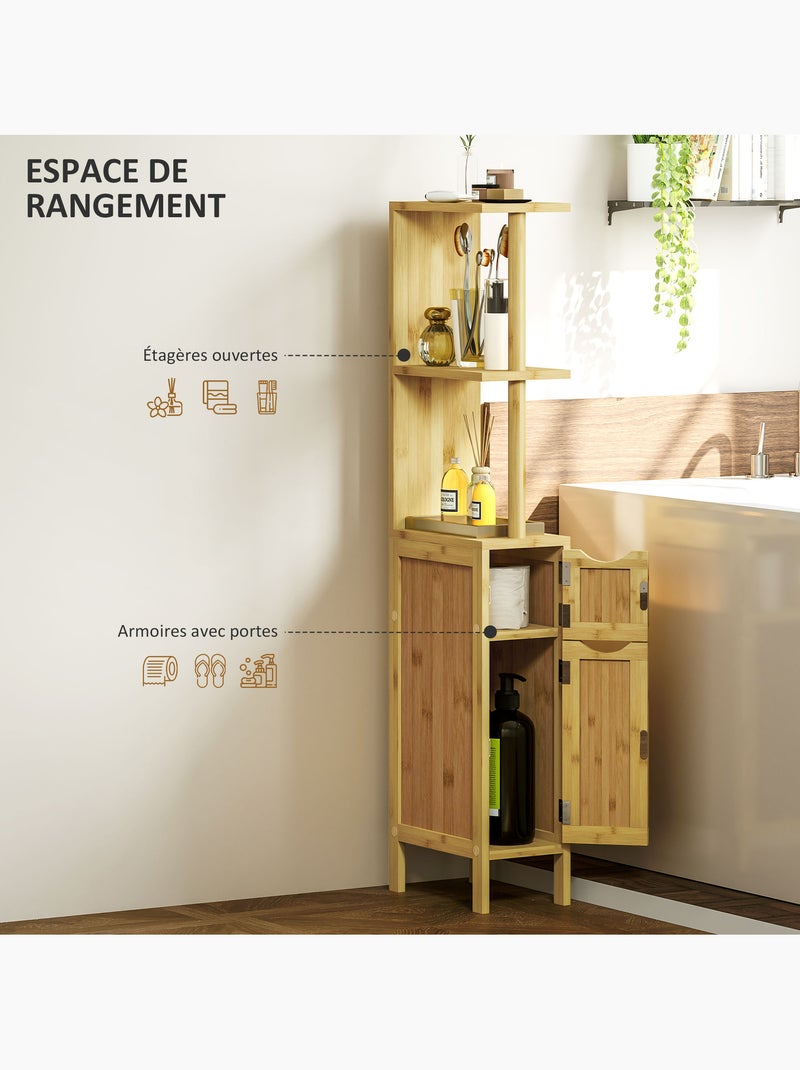 Colonne de salle de bain style cosy chic bambou h. 120 cm Beige - Kiabi