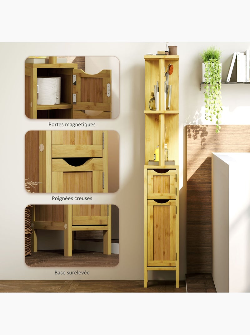 Colonne de salle de bain style cosy chic bambou h. 120 cm Beige - Kiabi