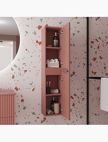 Colonne de salle de bains suspendue texturée et 2 portes