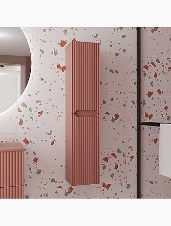 Colonne de salle de bains suspendue texturée et 2 portes