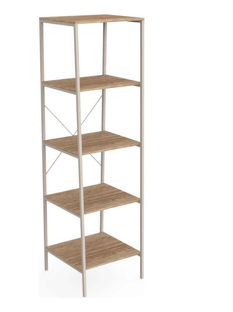 Colonne Ludwig - Métal beige et effet chêne - 5 étagères - 192x45x45cm Blanc - Kiabi