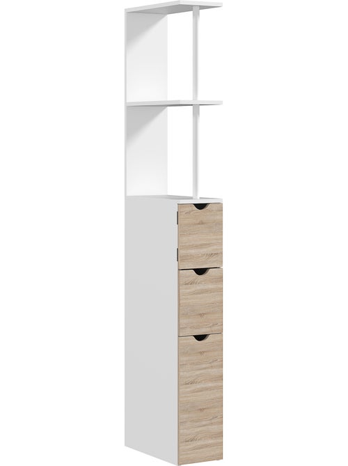 Colonne salle de bain - 2 tiroirs, 2 étagères, porte - mdf métal - Kiabi