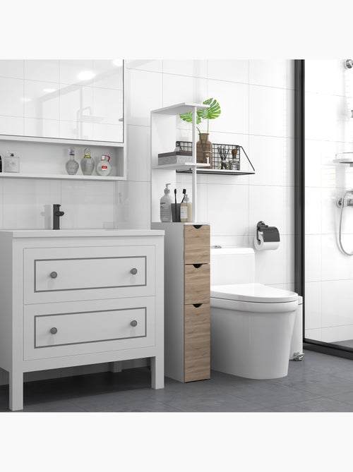 Colonne salle de bain - 2 tiroirs, 2 étagères, porte - mdf métal - Kiabi