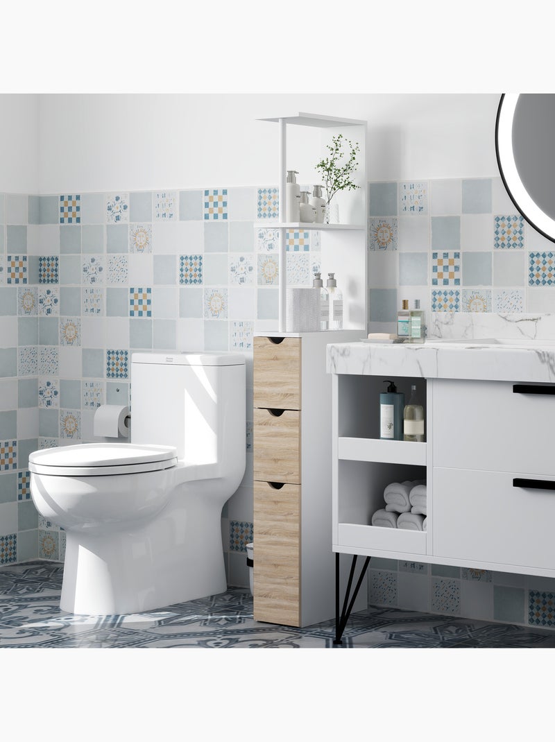 Colonne salle de bain - 2 tiroirs, 2 étagères, porte - mdf métal Beige - Kiabi