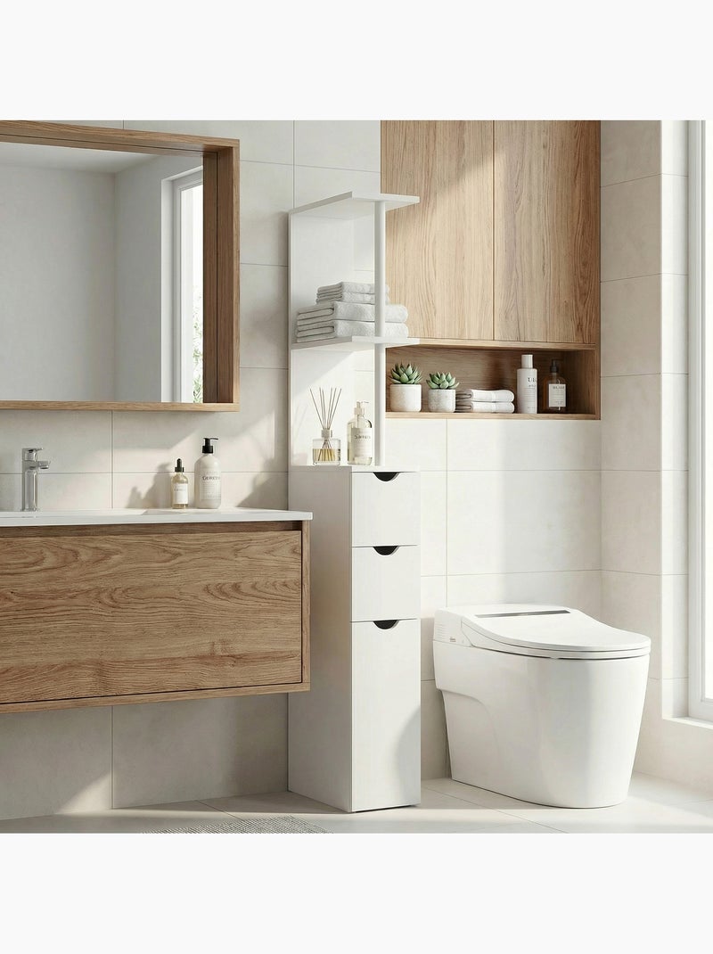 Colonne salle de bain - 2 tiroirs, 2 étagères, porte - mdf métal Blanc Blanc - Kiabi