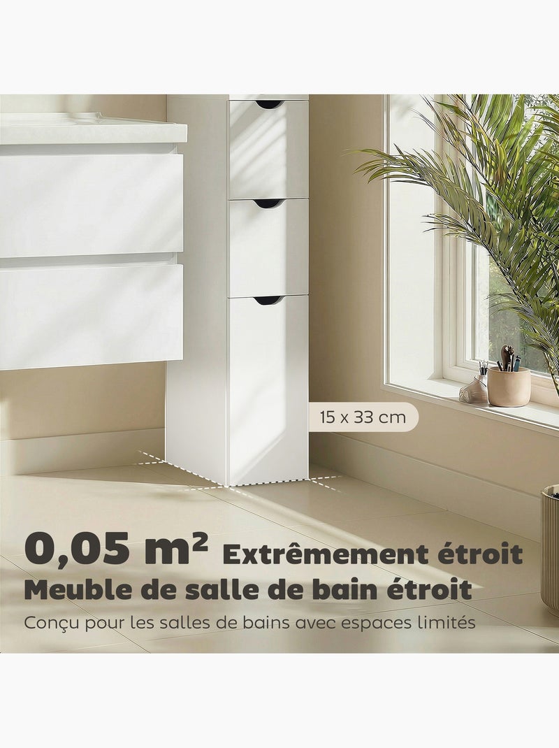 Colonne salle de bain - 2 tiroirs, 2 étagères, porte - mdf métal Blanc Blanc - Kiabi