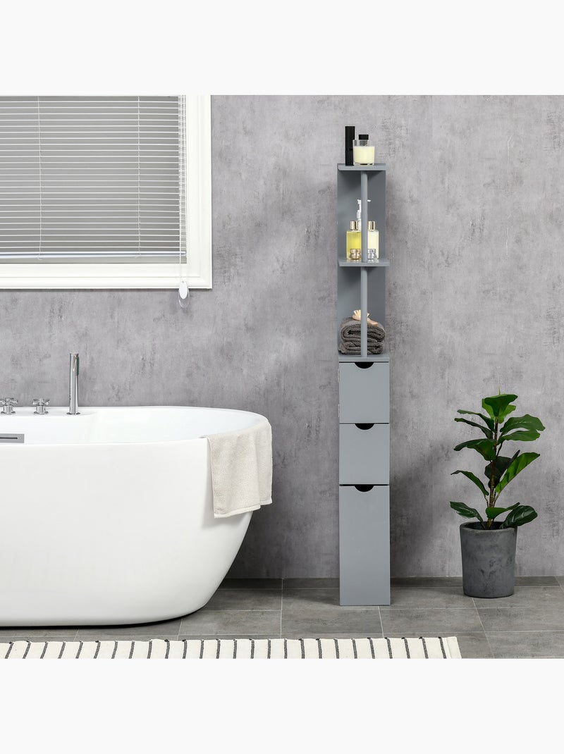 Colonne salle de bain - 2 tiroirs, 2 étagères, porte - mdf métal gris Gris - Kiabi