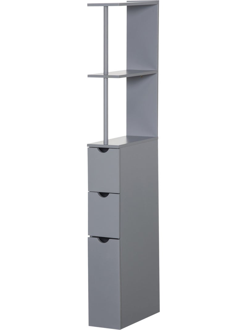 Colonne salle de bain - 2 tiroirs, 2 étagères, porte - mdf métal gris Gris - Kiabi
