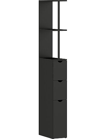 Colonne salle de bain - 2 tiroirs, 2 étagères, porte - mdf métal
