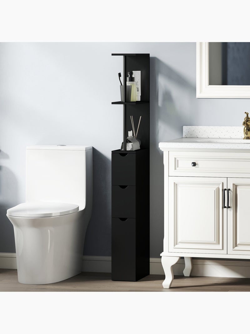 Colonne salle de bain - 2 tiroirs, 2 étagères, porte - mdf métal Noir - Kiabi