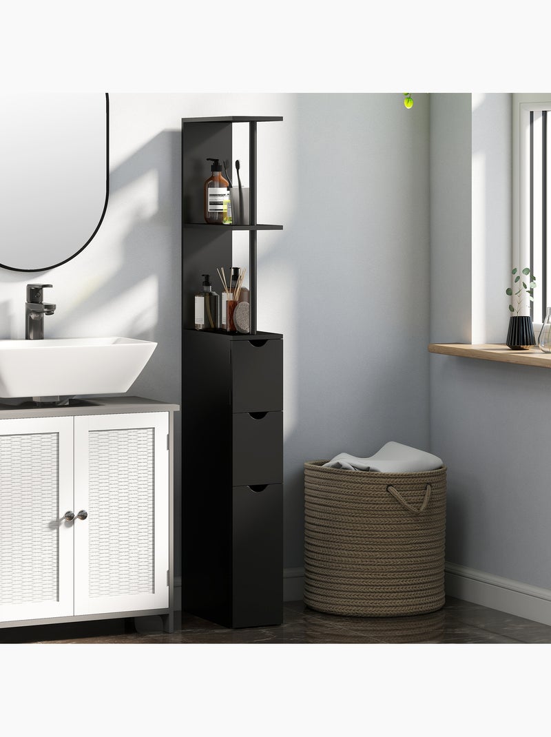 Colonne salle de bain - 2 tiroirs, 2 étagères, porte - mdf métal Noir - Kiabi