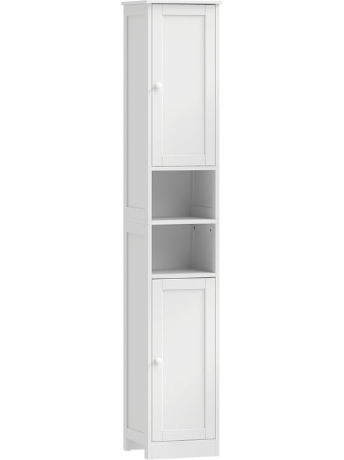 Colonne salle de bain 2 portes 2 étagères 2 niches blanc - Kiabi