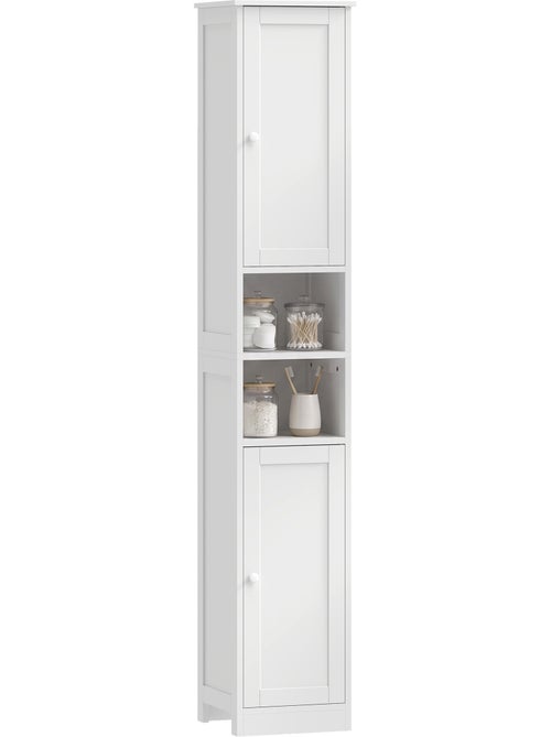 Colonne salle de bain 2 portes 2 étagères 2 niches blanc - Kiabi