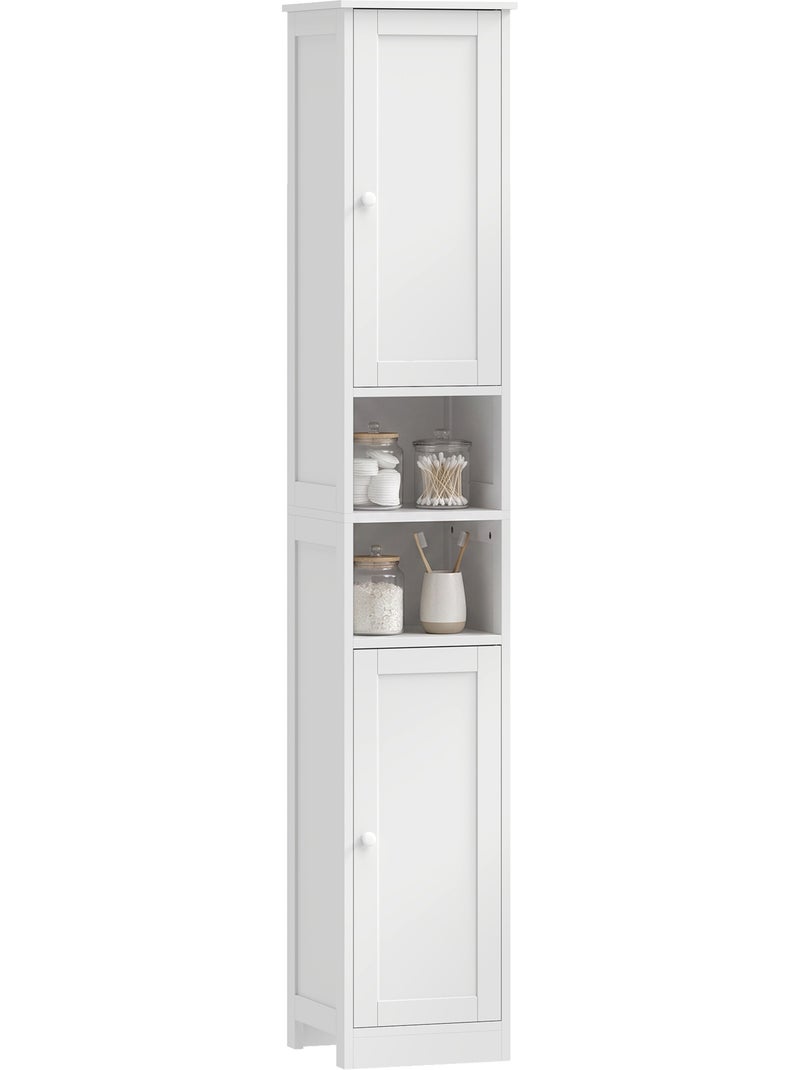 Colonne salle de bain 2 portes 2 étagères 2 niches blanc Blanc Blanc - Kiabi