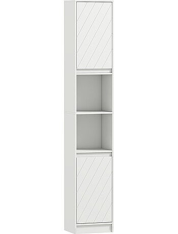 Colonne salle de bain 2 portes étagère 2 niches blanc