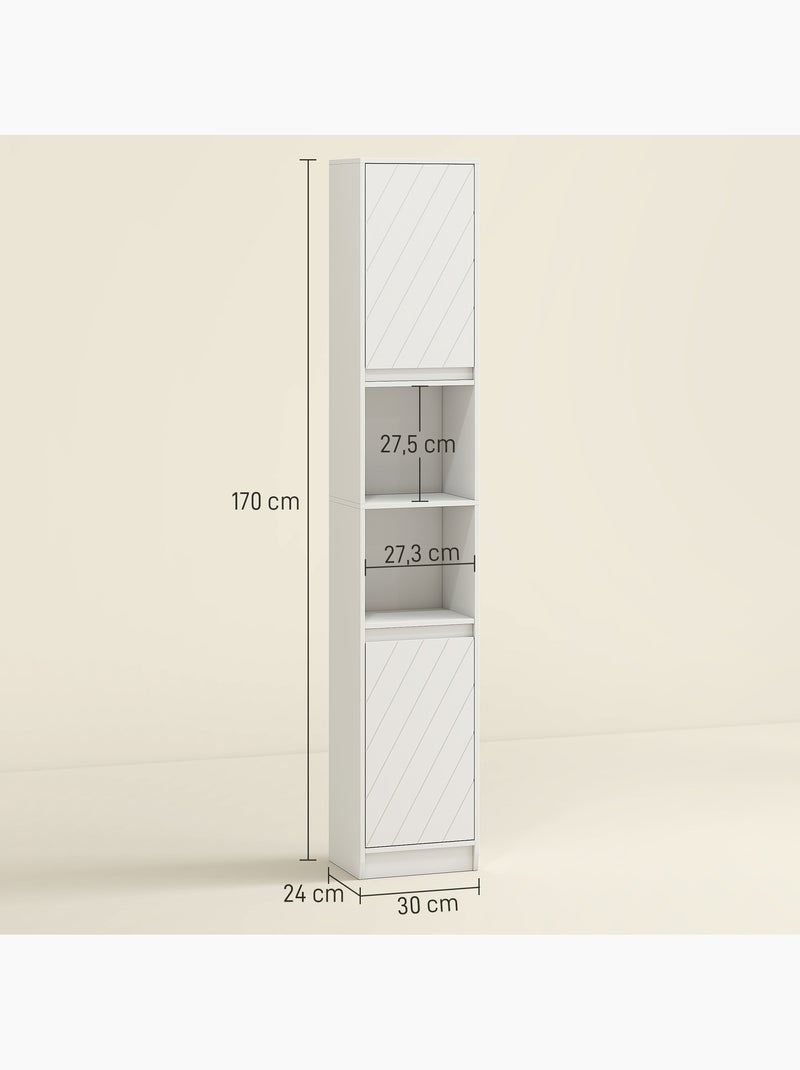 Colonne salle de bain 2 portes étagère 2 niches blanc Blanc Blanc - Kiabi