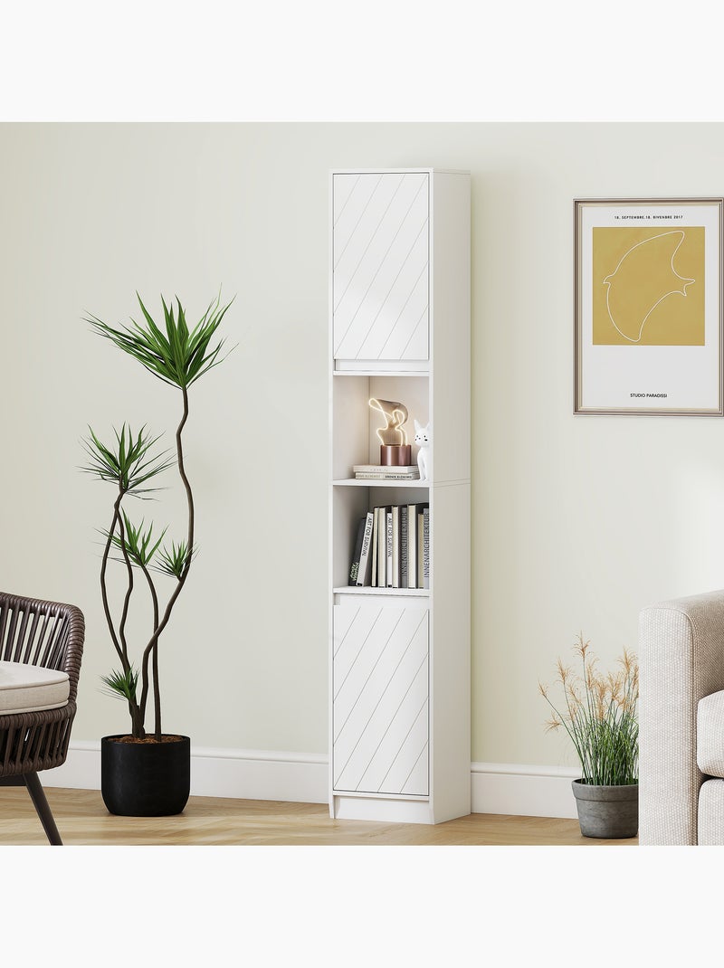 Colonne salle de bain 2 portes étagère 2 niches blanc Blanc Blanc - Kiabi