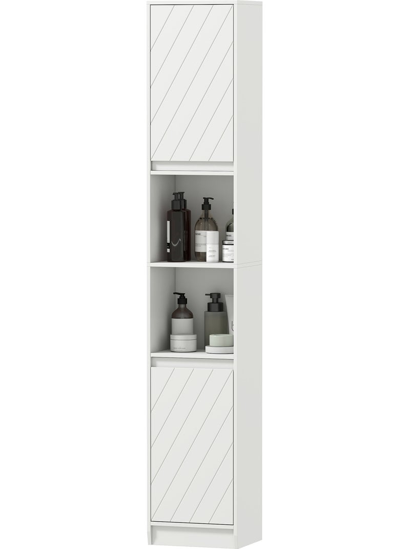 Colonne salle de bain 2 portes étagère 2 niches blanc Blanc Blanc - Kiabi