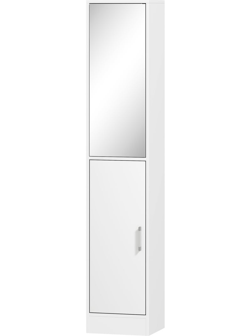 Colonne salle de bain 2 portes miroir 5 étagères blanc Blanc Blanc - Kiabi