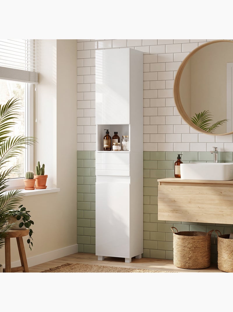 Colonne salle de bain design blanc laqué Blanc Blanc - Kiabi
