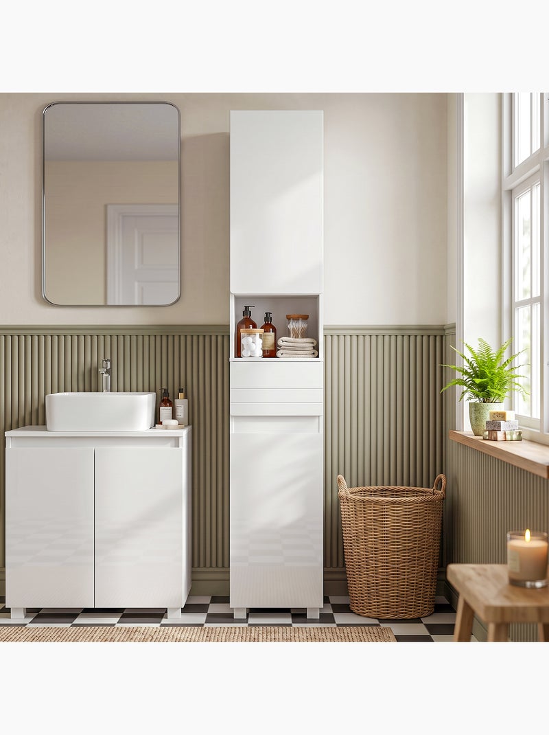 Colonne salle de bain design blanc laqué Blanc Blanc - Kiabi