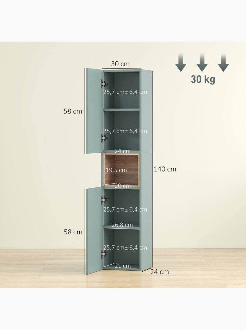Colonne salle de bain design niche 2 portes effet cannelé bois Vert - Kiabi