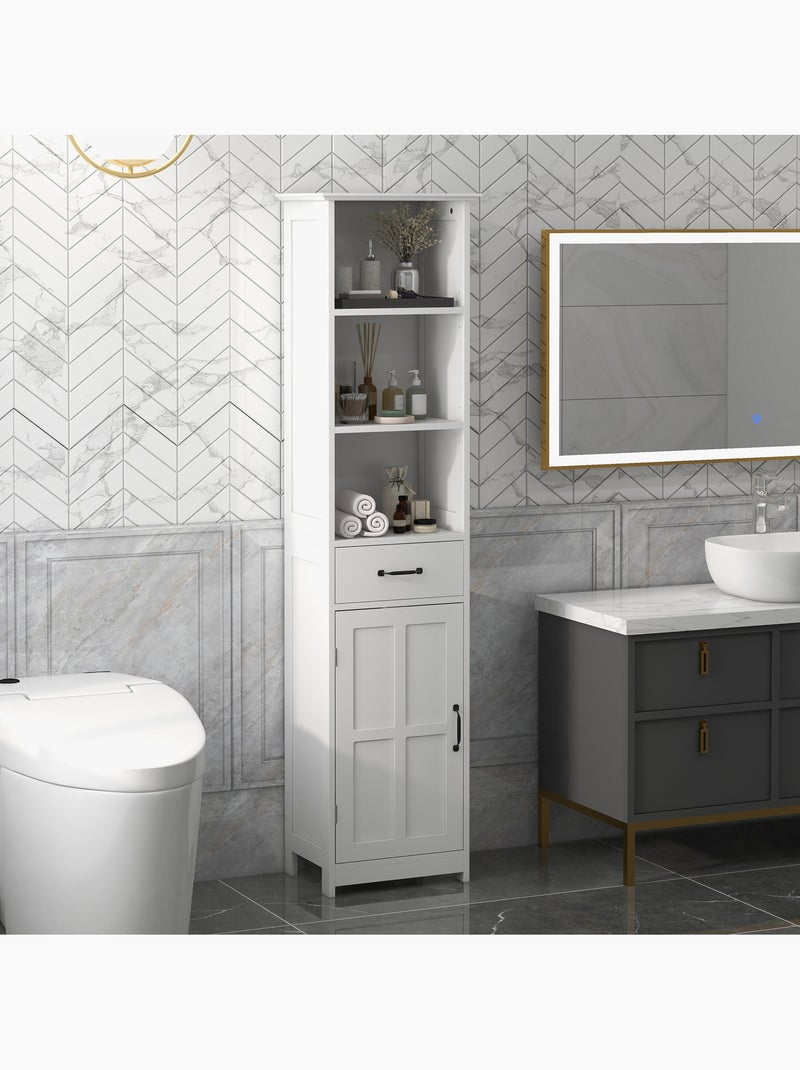 Colonne salle de bain h.164 cm - porte, étagère, tiroir, 3 niches - blanc Blanc Blanc - Kiabi