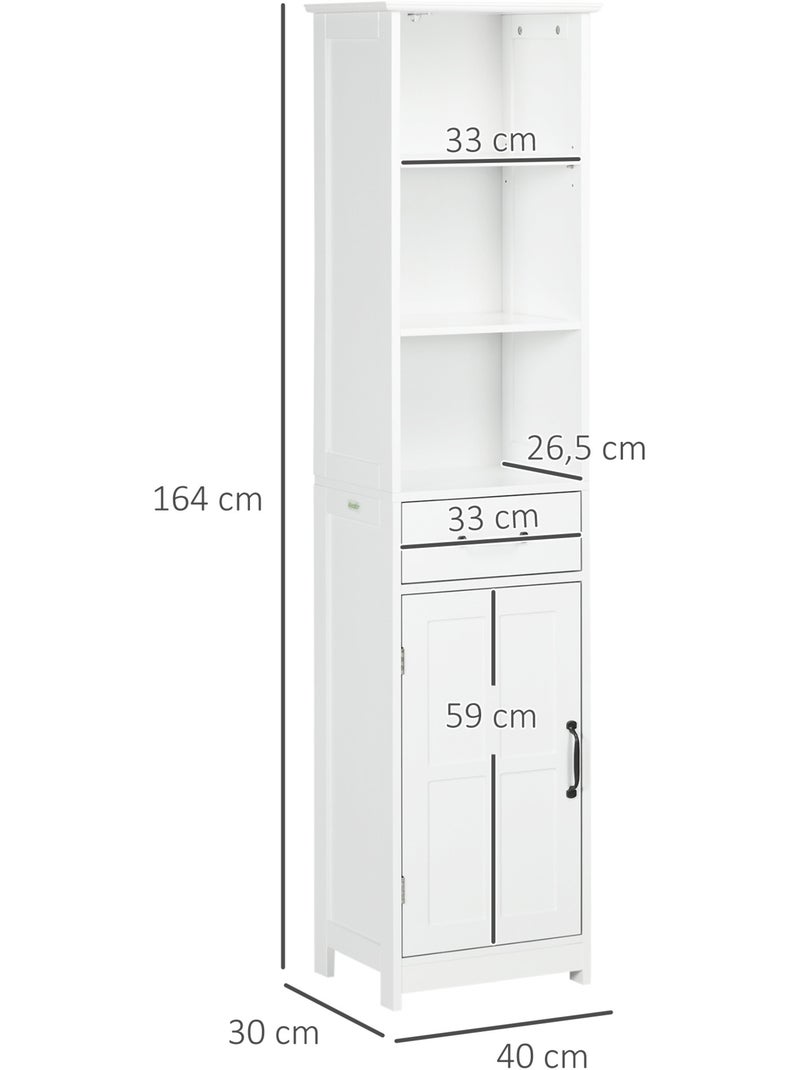 Colonne salle de bain h.164 cm - porte, étagère, tiroir, 3 niches - blanc Blanc Blanc - Kiabi