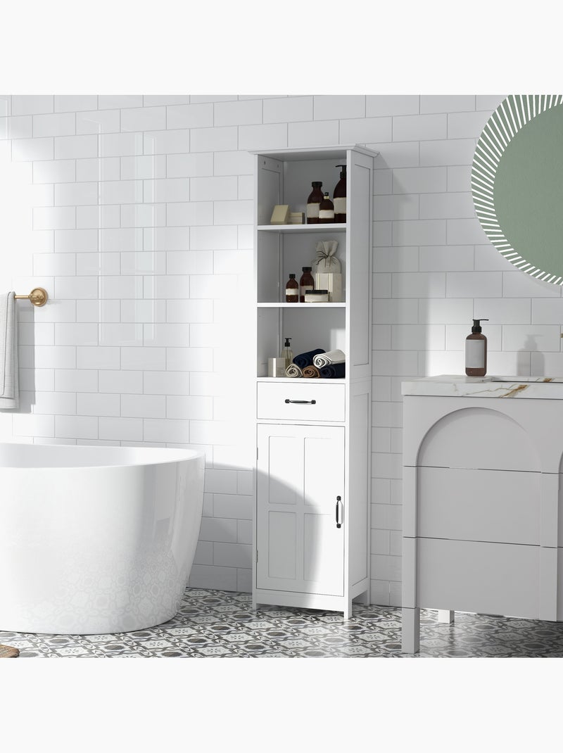 Colonne salle de bain h.164 cm - porte, étagère, tiroir, 3 niches - blanc Blanc Blanc - Kiabi