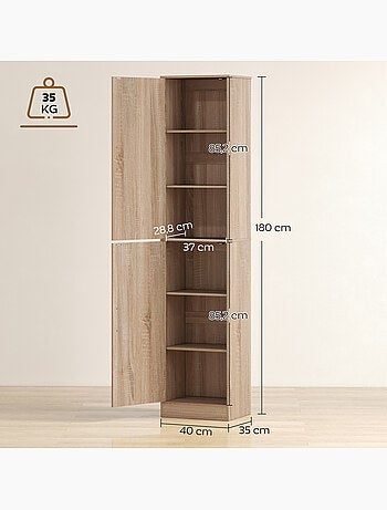 Colonne salle de bain h.180 cm 2 portes 4 étagères