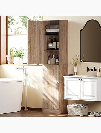 Colonne salle de bain h.180 cm 2 portes 4 étagères