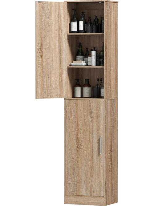 Colonne salle de bain h.180 cm 2 portes 4 étagères - Kiabi