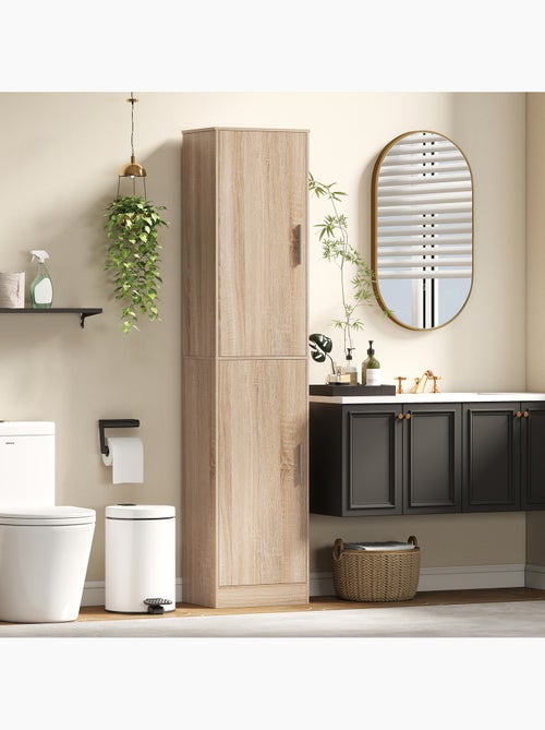 Colonne salle de bain h.180 cm 2 portes 4 étagères - Kiabi