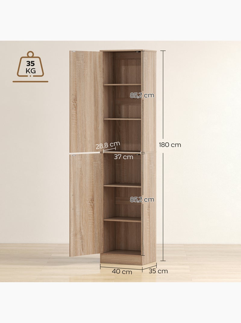 Colonne salle de bain h.180 cm 2 portes 4 étagères Beige - Kiabi