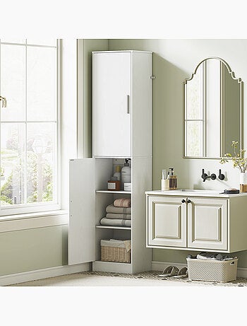 Colonne salle de bain h.180 cm 2 portes 4 étagères