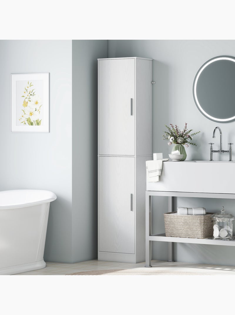 Colonne salle de bain h.180 cm 2 portes 4 étagères Blanc Blanc - Kiabi