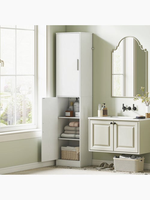 Colonne salle de bain h.180 cm 2 portes 4 étagères - Kiabi