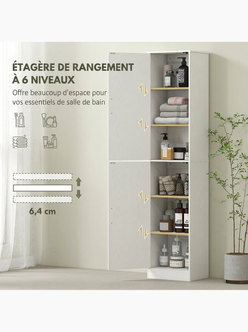 Colonne salle de bain h.180 cm 2 portes 4 étagères - Kiabi