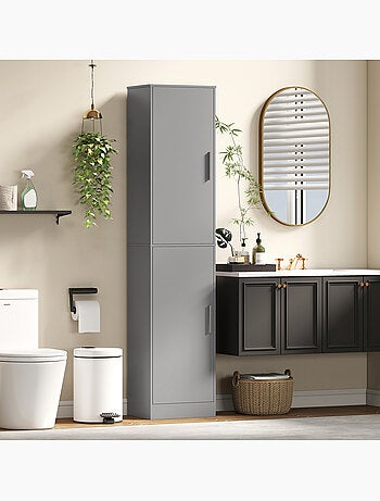 Colonne salle de bain h.180 cm 2 portes 4 étagères
