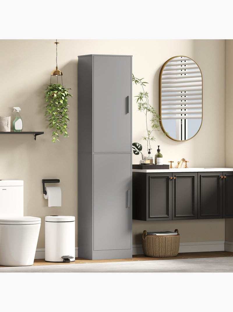 Colonne salle de bain h.180 cm 2 portes 4 étagères Gris - Kiabi