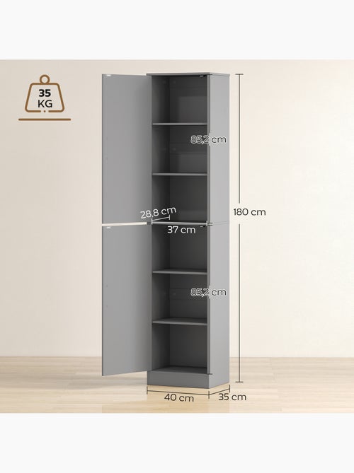 Colonne salle de bain h.180 cm 2 portes 4 étagères - Kiabi